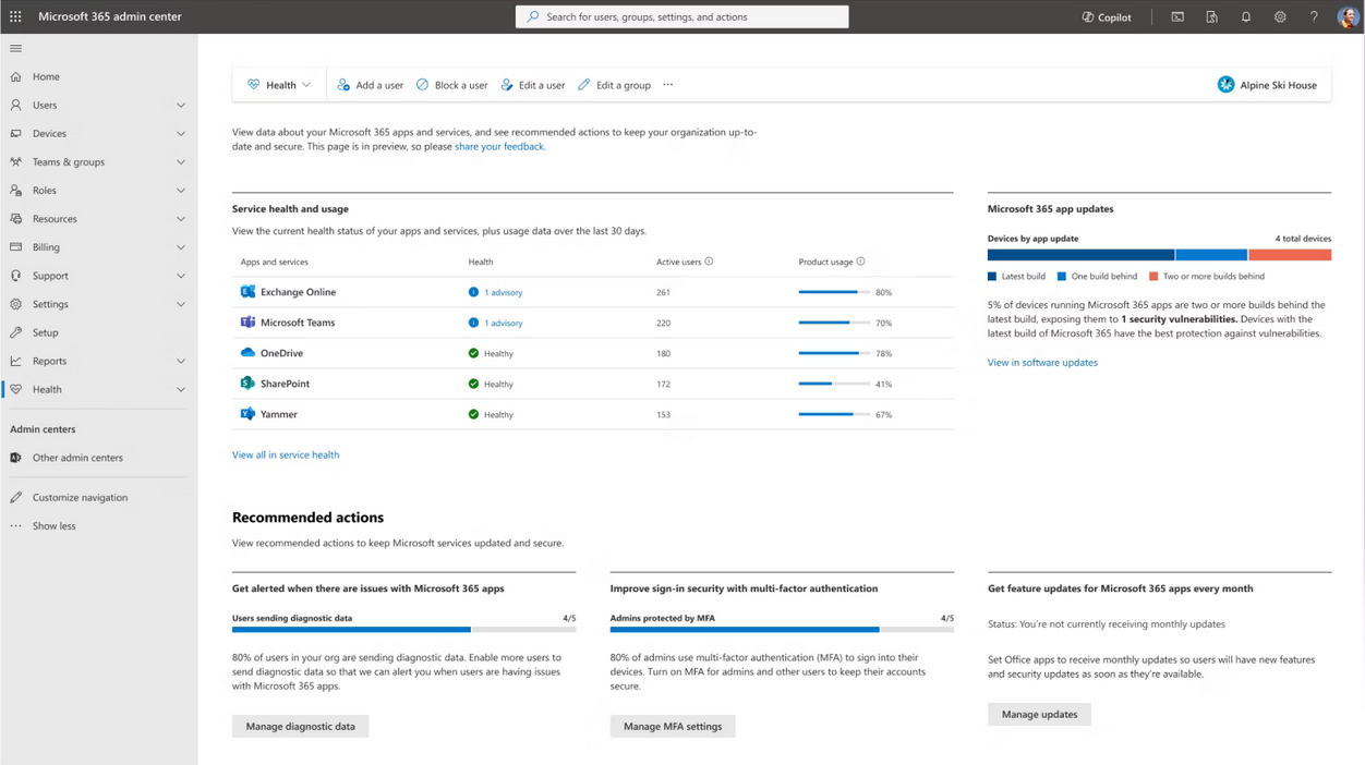 Zone d'administration Microsoft 365